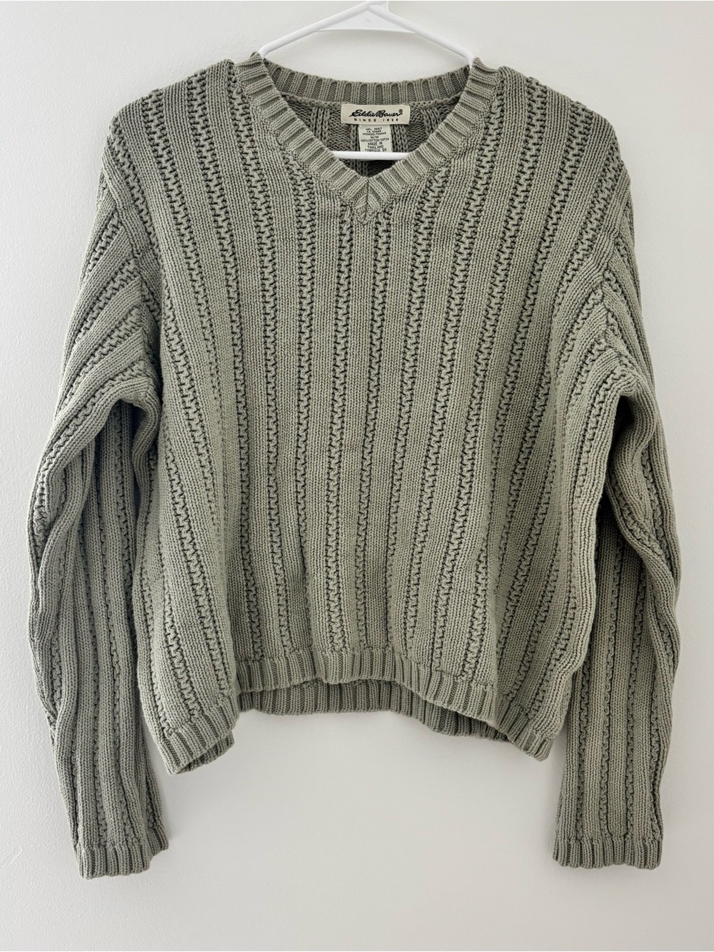 Vintage Green Eddie Bauer Cable Knit Sweater